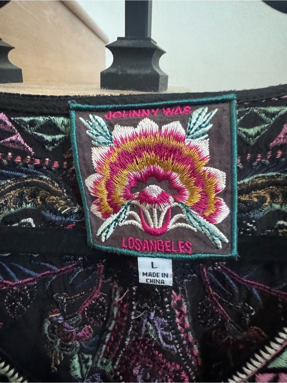 Johnny Was Loana Velvet V-Neck Tunic in Deep Plum with Multicolor Embroidery - Picture 4 of 5